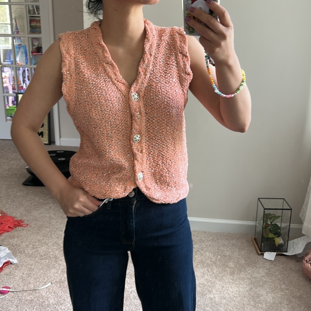 MINE tweed knit vest. S